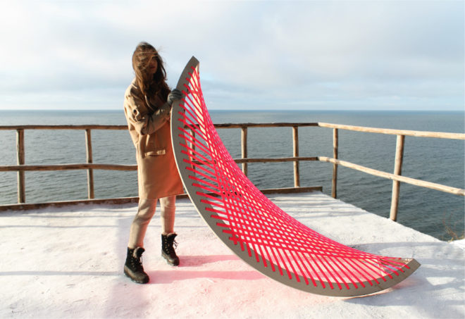 Agota Rimsaite, Panama Banana, rocking outdoor hammock, fun hammocks, hammock design, rocking hammocks, active furniture, flexible furniture, fun furniture, furniture design, rocking hammock design, pink hammock, beach hammocks, soccer goals, transportable soccer goals, beach furniture