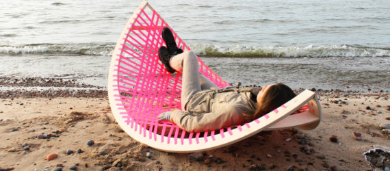 Agota Rimsaite, Panama Banana, rocking outdoor hammock, fun hammocks, hammock design, rocking hammocks, active furniture, flexible furniture, fun furniture, furniture design, rocking hammock design, pink hammock, beach hammocks, soccer goals, transportable soccer goals, beach furniture