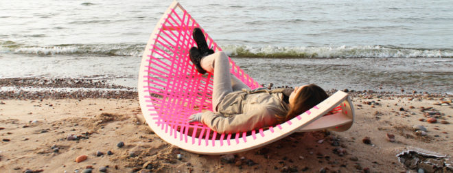 Agota Rimsaite, Panama Banana, rocking outdoor hammock, fun hammocks, hammock design, rocking hammocks, active furniture, flexible furniture, fun furniture, furniture design, rocking hammock design, pink hammock, beach hammocks, soccer goals, transportable soccer goals, beach furniture