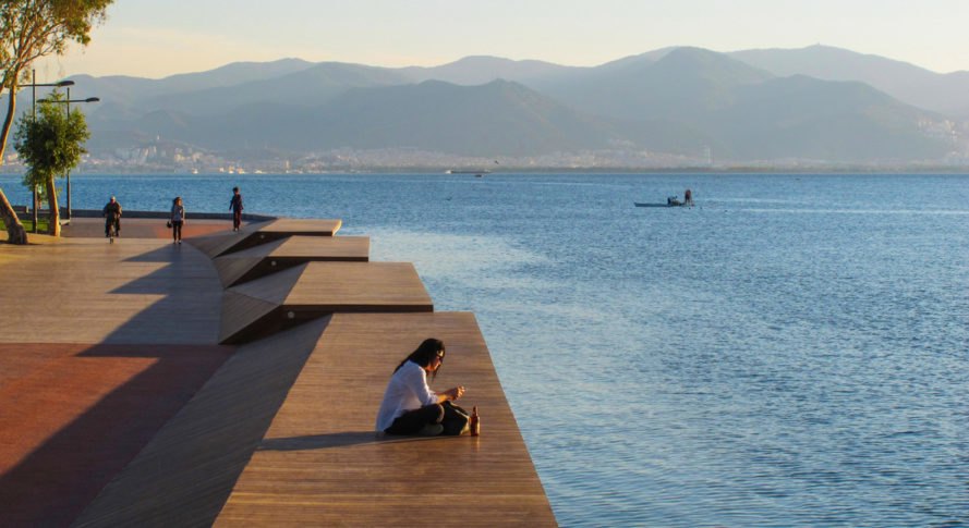 Bostanlı Footbridge and Bostanlı Sunset Lounge, wooden structure, footbridge, Turkey, Studio Evren Başbuğ: steb, steel frame, pedestrian bridge, green architecture, urban regeneration, themowood, Izmir Sea