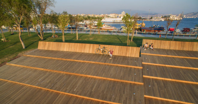 Bostanlı Footbridge and Bostanlı Sunset Lounge, wooden structure, footbridge, Turkey, Studio Evren Başbuğ: steb, steel frame, pedestrian bridge, green architecture, urban regeneration, themowood, IzmirSea