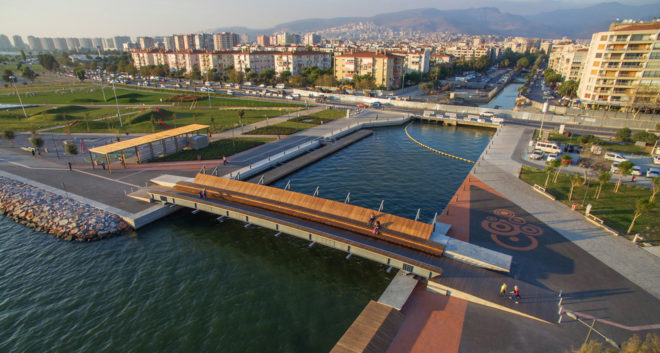Bostanlı Footbridge and Bostanlı Sunset Lounge, wooden structure, footbridge, Turkey, Studio Evren Başbuğ: steb, steel frame, pedestrian bridge, green architecture, urban regeneration, themowood, IzmirSea