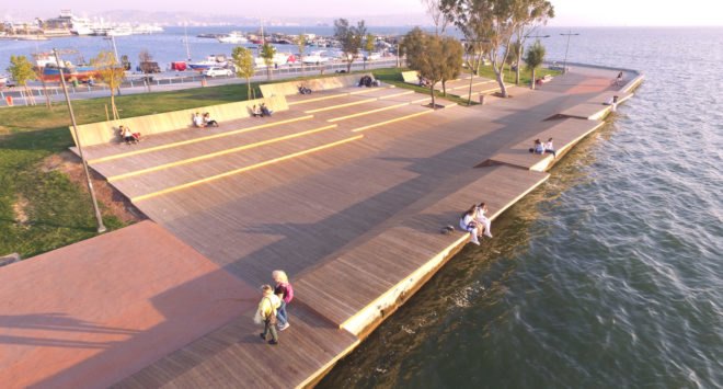 Bostanlı Footbridge and Bostanlı Sunset Lounge, wooden structure, footbridge, Turkey, Studio Evren Başbuğ: steb, steel frame, pedestrian bridge, green architecture, urban regeneration, themowood, IzmirSea