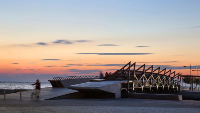 Bostanlı Footbridge and Bostanlı Sunset Lounge, wooden structure, footbridge, Turkey, Studio Evren Başbuğ: steb, steel frame, pedestrian bridge, green architecture, urban regeneration, themowood, IzmirSea