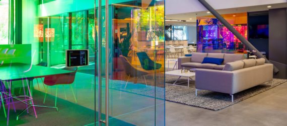 Canvas Worldwide headquarters, Silicon Beach, green headquarters, dichroic glass, Canvas Worldwide, Architecture Plus Information, natural light, flexible spaces, meeting spaces, green architecture, green interior