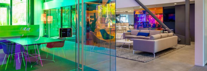 Canvas Worldwide headquarters, Silicon Beach, green headquarters, dichroic glass, Canvas Worldwide, Architecture Plus Information, natural light, flexible spaces, meeting spaces, green architecture, green interior