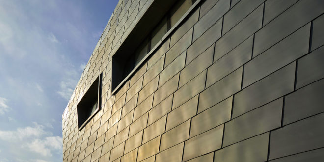 Leuphana Central Building, Studio Libeskind, green roof, Germany, zinc cladding, zero-emission, atrium, skylights, green architecture, exposed concrete, renewable energy sources