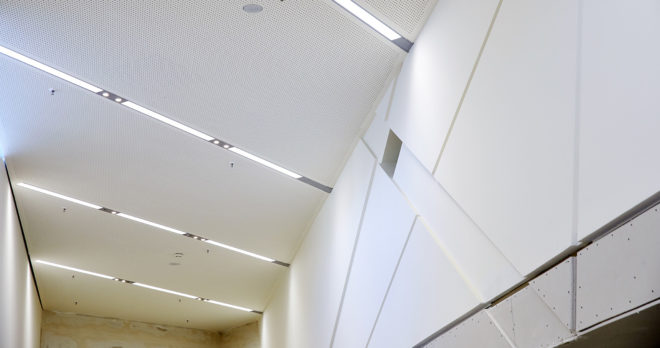 Leuphana Central Building, Studio Libeskind, green roof, Germany, zinc cladding, zero-emission, atrium, skylights, green architecture, exposed concrete, renewable energy sources