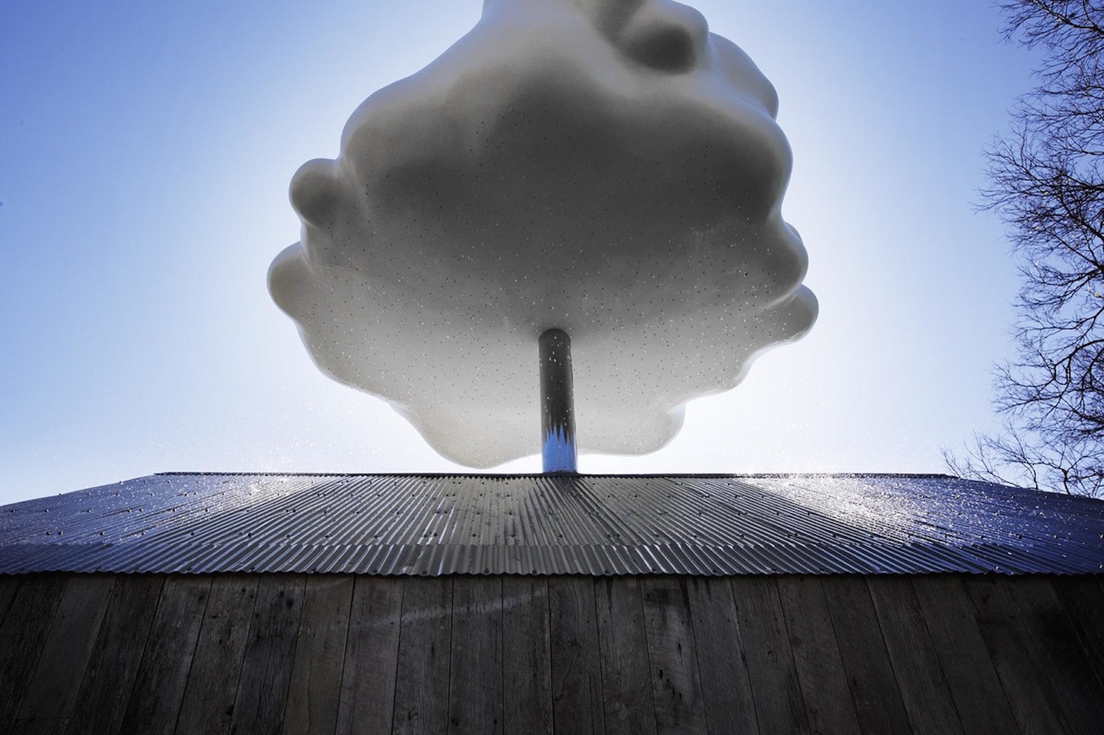 Cloud House by Matthew Mazzotta, Cloud House in Springfield, artful rainwater harvesting, rainwater art installation, environmental art in Springfield, Cloud House rainwater, Cloud House makes it rain,