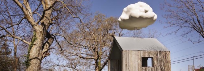 Cloud House by Matthew Mazzotta, Cloud House in Springfield, artful rainwater harvesting, rainwater art installation, environmental art in Springfield, Cloud House rainwater, Cloud House makes it rain,