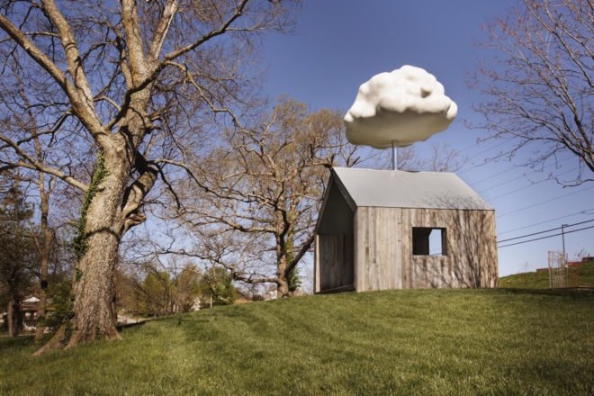 Cloud House by Matthew Mazzotta, Cloud House in Springfield, artful rainwater harvesting, rainwater art installation, environmental art in Springfield, Cloud House rainwater, Cloud House makes it rain,