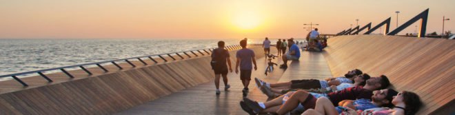 Bostanlı Footbridge and Bostanlı Sunset Lounge, wooden structure, Izmir bridge, bridge that is also a lounge, izmir lounge bridge, footbridge, Turkey, Studio Evren Başbuğ: steb, pedestrian bridge, green architecture, urban regeneration, themowood, Izmir Sea
