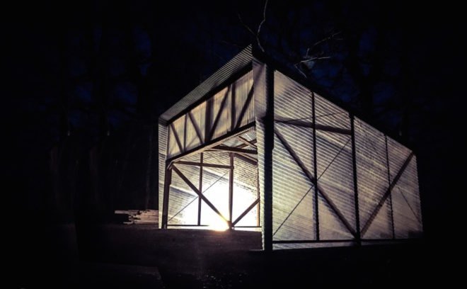Ghost Barn by Invisible Studio, fiberglass prototyping workshop, model making workshop in the woods, Ghost Barn workshop, Ghost Barn prototyping workshop,