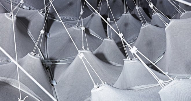 Hybrid Tower, CITA - Centre for Information Technology and Architecture, The Royal Danish Academy of Fine Arts, textile green tower, lightweight structure, Contextile, knitting, CNC machine, digital fabrication, green architecture