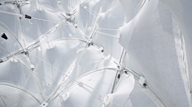 Hybrid Tower, CITA - Centre for Information Technology and Architecture, The Royal Danish Academy of Fine Arts, textile green tower, lightweight structure, Contextile, knitting, CNC machine, digital fabrication, green architecture