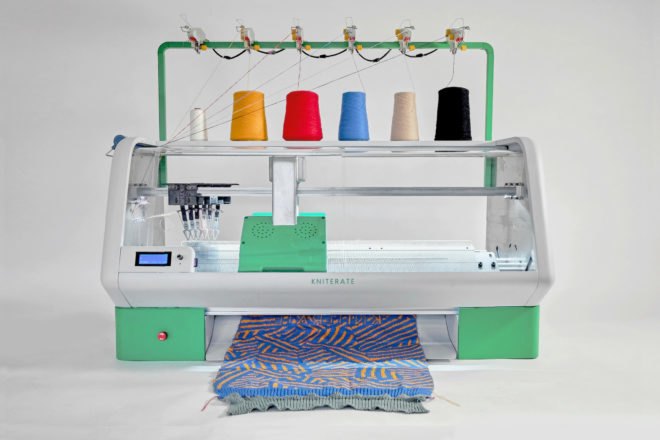 Kniterate, open source knitting, diy clothes, knitting machine, kniterate kickstarter, OpenKnit Printer, Gerard Rubio, Knitic software, knitting software, DIY clothes, Wearable Technology, printed clothing, diy knitting, sweater machines, modern knitting, fashion, diy fasion