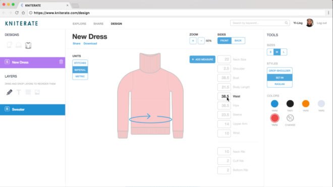 Kniterate, open source knitting, diy clothes, knitting machine, kniterate kickstarter, OpenKnit Printer, Gerard Rubio, Knitic software, knitting software, DIY clothes, Wearable Technology, printed clothing, diy knitting, sweater machines, modern knitting, fashion, diy fasion