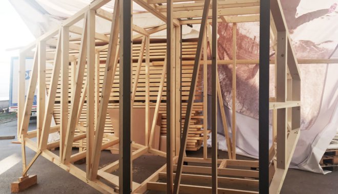 The Living Unit, Ofis Arhitekti, modular living unit, micro cabin, Milan Design Week, flexible design, treehouse, modular architecture, green architecture, timber frame, plywood