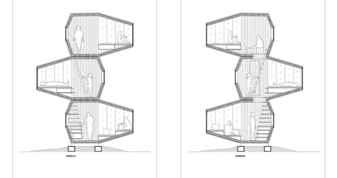 The Living Unit, Ofis Arhitekti, modular living unit, micro cabin, Milan Design Week, flexible design, treehouse, modular architecture, green architecture, timber frame, plywood