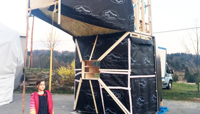 The Living Unit, Ofis Arhitekti, modular living unit, micro cabin, Milan Design Week, flexible design, treehouse, modular architecture, green architecture, timber frame, plywood