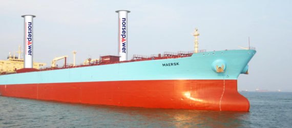 spinning sails, wind power, renewable energy, clean power, design, norsepower, shell oil, maersk, spinning sails power ocean tankers, maersk trial spinning sails