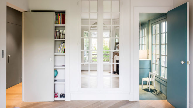 Maison à Colombages, green renovation, 19th century, Paris, 05AM Arquitectura, restoration, France, green architecture, natural lighting, storage spaces, open-plan layout, green fireplace