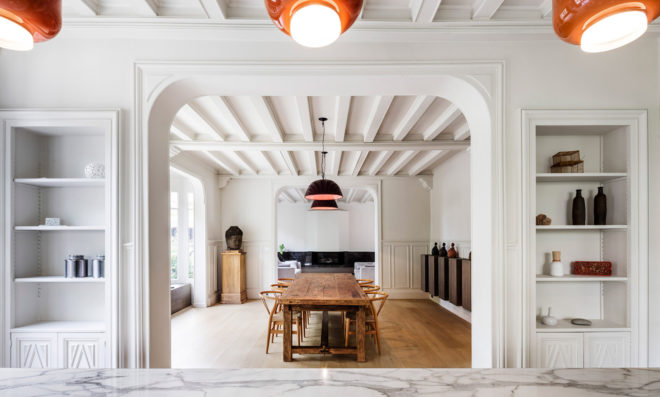 Maison à Colombages, green renovation, 19th century, Paris, 05AM Arquitectura, restoration, France, green architecture, natural lighting, storage spaces, open-plan layout, green fireplace