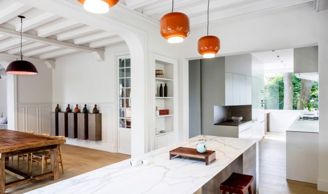 Maison à Colombages, green renovation, 19th century, Paris, 05AM Arquitectura, restoration, France, green architecture, natural lighting, storage spaces, open-plan layout, green fireplace