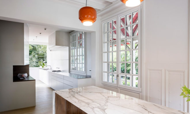 Maison à Colombages, green renovation, 19th century, Paris, 05AM Arquitectura, restoration, France, green architecture, natural lighting, storage spaces, open-plan layout, green fireplace