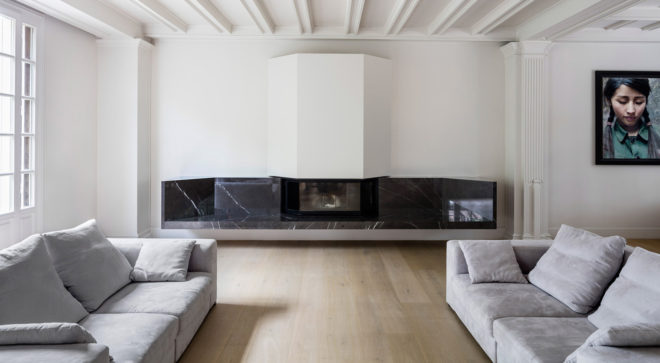 Maison à Colombages, green renovation, 19th century, Paris, 05AM Arquitectura, restoration, France, green architecture, natural lighting, storage spaces, open-plan layout, green fireplace