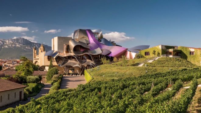 Marques de Riscal hotel by Frank Gehry, Marques de Riscal winery, Marques de Riscal hotel, Marques de Riscal architecture, modern architecture in Elciego, Elciego avant garde hotel, Frank Gehry hotel
