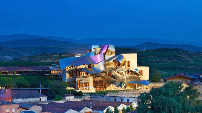 Marques de Riscal hotel by Frank Gehry, Marques de Riscal winery, Marques de Riscal hotel, Marques de Riscal architecture, modern architecture in Elciego, Elciego avant garde hotel, Frank Gehry hotel