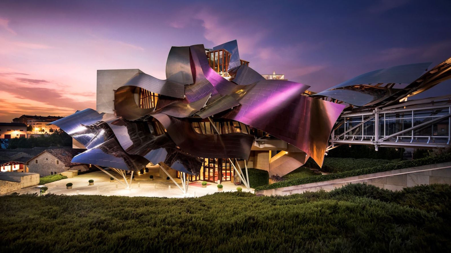 Marques de Riscal hotel by Frank Gehry, Marques de Riscal winery, Marques de Riscal hotel, Marques de Riscal architecture, modern architecture in Elciego, Elciego avant garde hotel, Frank Gehry hotel
