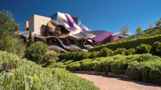 Marques de Riscal hotel by Frank Gehry, Marques de Riscal winery, Marques de Riscal hotel, Marques de Riscal architecture, modern architecture in Elciego, Elciego avant garde hotel, Frank Gehry hotel