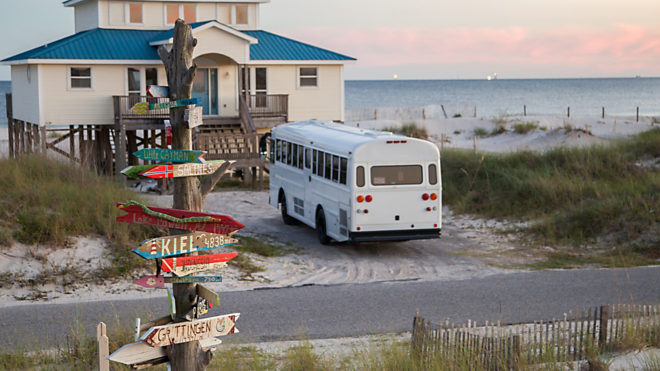 Natural State Nomads, converted school bus, solar-powered vehicle, green conversion, mobile home, solar power, composting toilet, green transportation