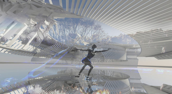 ice skating rink, Margot Krasojević Architects, Photovoltaic Ice Skating Rink, outdoor cinema, Russia, LED lights, solar power, geothermal energy, multi-use space, green architecture, cedar wood, solar canopy, flexible design