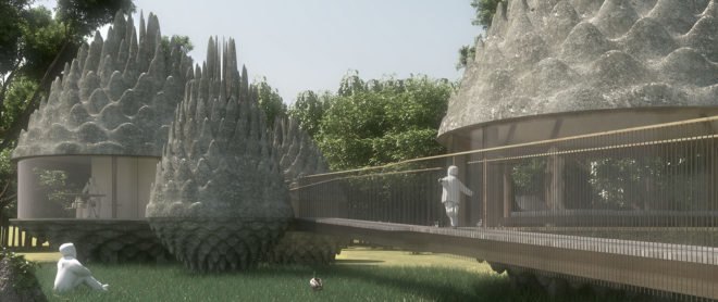 Pinecones Resort, 3GATTI Architecture Studio, OFL Architecture, eco-resort, Latvia, ETFE, ETFE membrane, recyclable building materials, lightweight structure, water filtration, geothermal, solar windows, green architecture, natural building materials, locally sourced materials