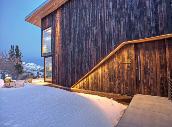 LED lighting, low impact, small footprint, Sho-Sugi-Ban cedar, Axis Architects, Benchmark Modern, cedar cladding, solar gain, Rossie Hill, Park City, solar passive house, smart home, green home, cedar cladding,