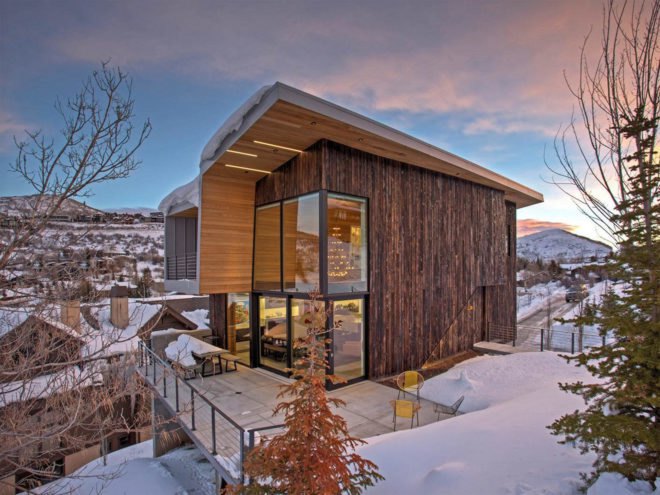 LED lighting, low impact, small footprint, Sho-Sugi-Ban cedar, Axis Architects, Benchmark Modern, cedar cladding, solar gain, Rossie Hill, Park City, solar passive house, smart home, green home, cedar cladding,