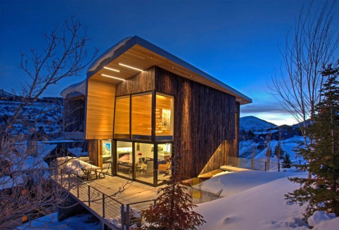 LED lighting, low impact, small footprint, Sho-Sugi-Ban cedar, Axis Architects, Benchmark Modern, cedar cladding, solar gain, Rossie Hill, Park City, solar passive house, smart home, green home, cedar cladding,