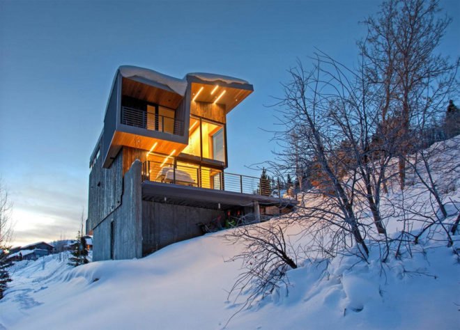 LED lighting, low impact, small footprint, Sho-Sugi-Ban cedar, Axis Architects, Benchmark Modern, cedar cladding, solar gain, Rossie Hill, Park City, solar passive house, smart home, green home, cedar cladding,