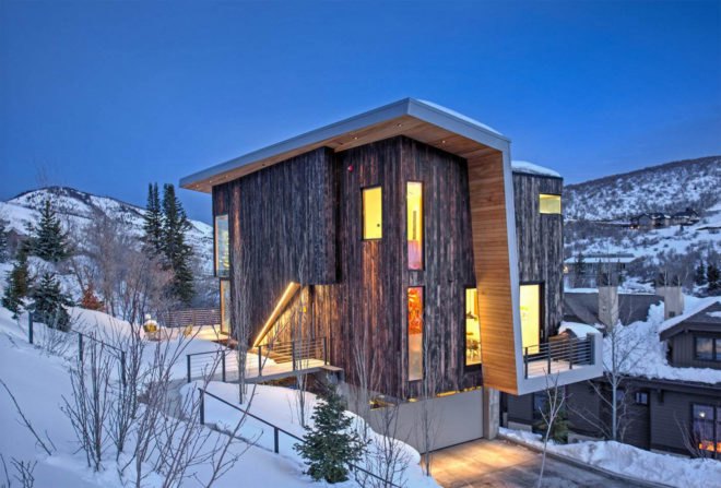 LED lighting, low impact, small footprint, Sho-Sugi-Ban cedar, Axis Architects, Benchmark Modern, cedar cladding, solar gain, Rossie Hill, Park City, solar passive house, smart home, green home, cedar cladding,