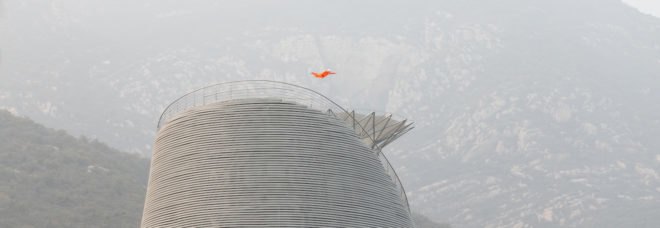 Shaolin Flying Monks Temple, Shaolin Flying Monks Temple by Mailītis Architects, wind tunnel by Mailītis Architects, wind tunnel for Shaolin monks, flying shaolin monks, levitating monks, monks and levitation