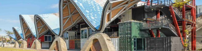 Taitung Aboriginal Gallery by Bio-architecture Formosana, Taitung Aboriginal Gallery, Taitung Aboriginal Gallery architecture, shipping container architecture in Taiwan, cargotecture in Taiwan, recycled shipping containers Taiwan, aboriginal architecture taiwan