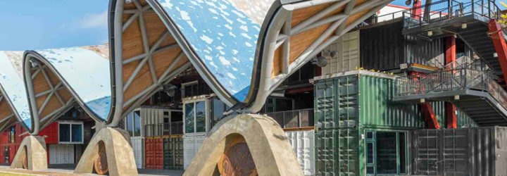 Taitung Aboriginal Gallery by Bio-architecture Formosana, Taitung Aboriginal Gallery, Taitung Aboriginal Gallery architecture, shipping container architecture in Taiwan, cargotecture in Taiwan, recycled shipping containers Taiwan, aboriginal architecture taiwan