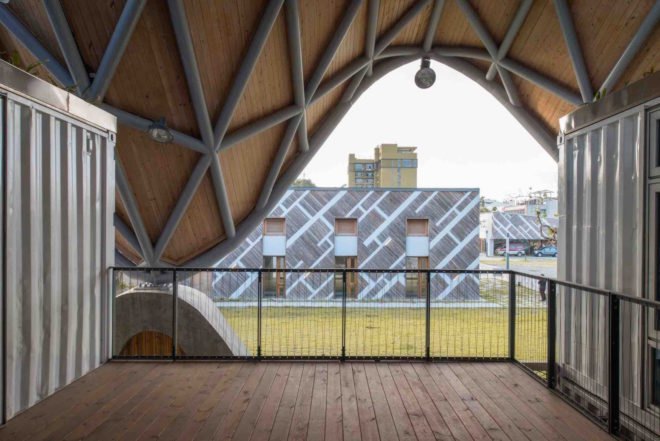 Taitung Aboriginal Gallery by Bio-architecture Formosana, Taitung Aboriginal Gallery, Taitung Aboriginal Gallery architecture, shipping container architecture in Taiwan, cargotecture in Taiwan, recycled shipping containers Taiwan, aboriginal architecture taiwan