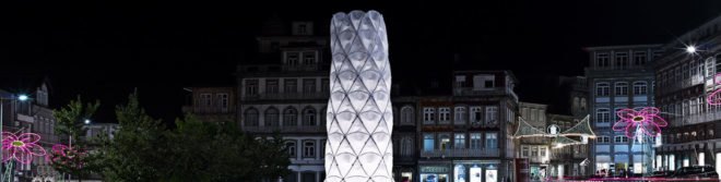 Hybrid Tower, CITA - Centre for Information Technology and Architecture, The Royal Danish Academy of Fine Arts, textile green tower, lightweight structure, Contextile, knitting, CNC machine, digital fabrication, green architecture