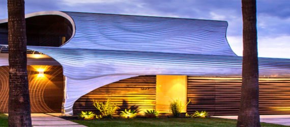 architecture, modern architecture, Mario Romano, Preston House, postmodern architecture, M.R. Walls and Floors, CNC machining technology, luxury homes, home architecture, home design, M.R. Walls and Floors, home interior design, art-inspired design, art homes, artist Hokusai, the wave, eco-friendly materials, green design, sustainable design, rain screen system, SIMOWOOD, recycled flooring, recycled rice husk, aluminum facade, postmodern home, postmodern architecture, postmodern house, gehry house, aluminum clad home