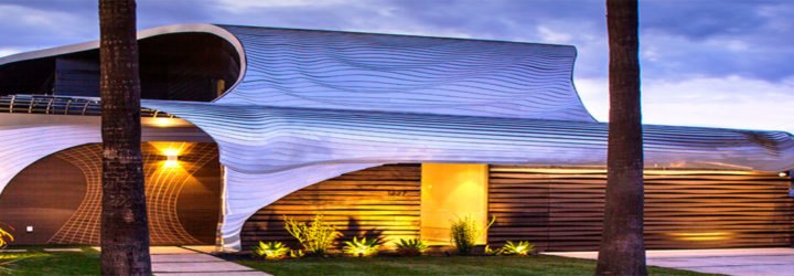 architecture, modern architecture, Mario Romano, Preston House, postmodern architecture, M.R. Walls and Floors, CNC machining technology, luxury homes, home architecture, home design, M.R. Walls and Floors, home interior design, art-inspired design, art homes, artist Hokusai, the wave, eco-friendly materials, green design, sustainable design, rain screen system, SIMOWOOD, recycled flooring, recycled rice husk, aluminum facade, postmodern home, postmodern architecture, postmodern house, gehry house, aluminum clad home
