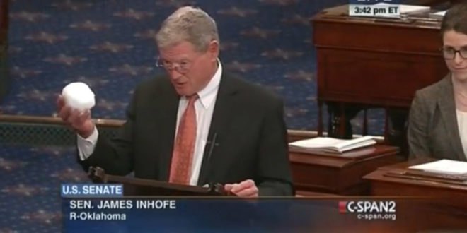james inhofe, oklahoma, republican senator, us senate, us congress, epa, environmental protection agency, EPA funding, EPA budget cuts, climate change, climate change denial